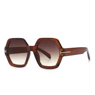 Unisex Retro Hexagon Shaped Frame Resin Lens Sunglasses