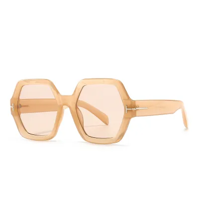 Unisex Retro Hexagon Shaped Frame Resin Lens Sunglasses