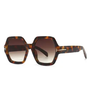 Unisex Retro Hexagon Shaped Frame Resin Lens Sunglasses