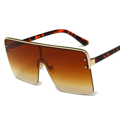 Women Unique Multicolor Lens Polygon Metal Frame One-Piece Sunglasses