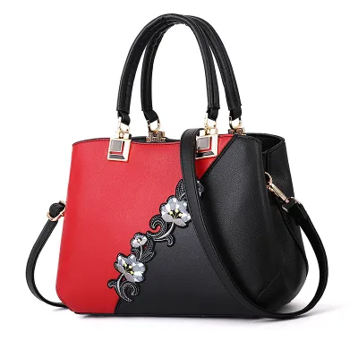 Contrast Color Ladies Flower Handbag Shoulder Fashion PU Bag