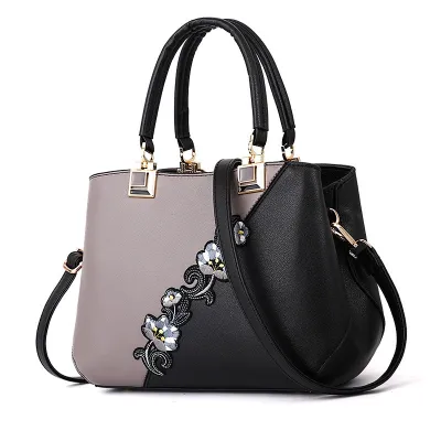 Contrast Color Ladies Flower Handbag Shoulder Fashion PU Bag