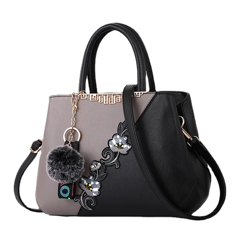Contrast Color Ladies Flower Handbag Shoulder Fashion PU Bag