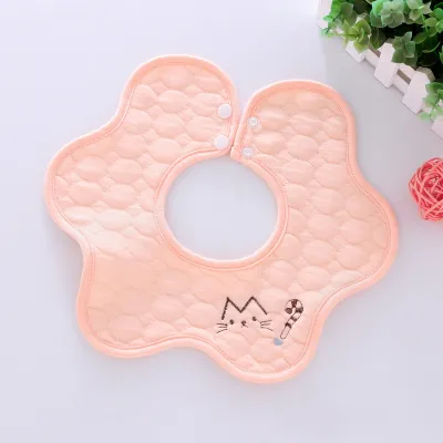 Baby Simple Cartoon Pattern Petal Bib - Pure Cotton Unisex Kids Accessories