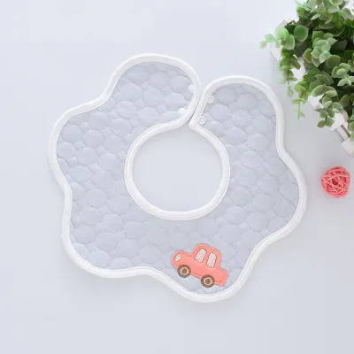 Baby Simple Cartoon Pattern Petal Bib - Pure Cotton Unisex Kids Accessories