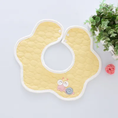 Baby Simple Cartoon Pattern Petal Bib - Pure Cotton Unisex Kids Accessories