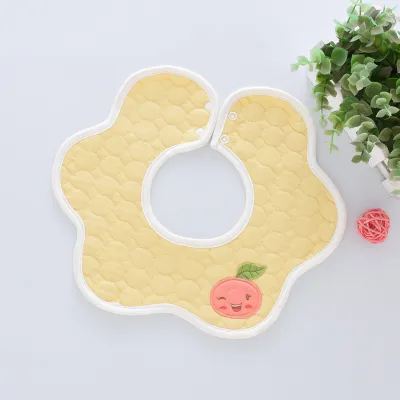 Baby Simple Cartoon Pattern Petal Bib - Pure Cotton Unisex Kids Accessories
