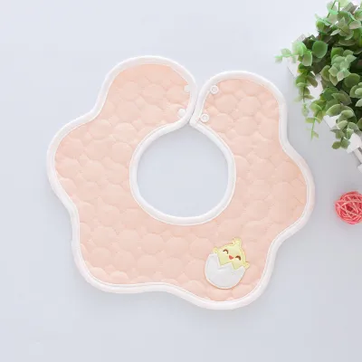 Baby Simple Cartoon Pattern Petal Bib - Pure Cotton Unisex Kids Accessories