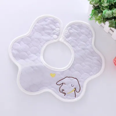 Baby Simple Cartoon Pattern Petal Bib - Pure Cotton Unisex Kids Accessories