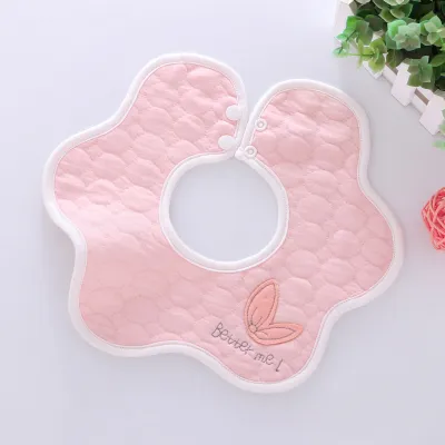 Baby Simple Cartoon Pattern Petal Bib - Pure Cotton Unisex Kids Accessories