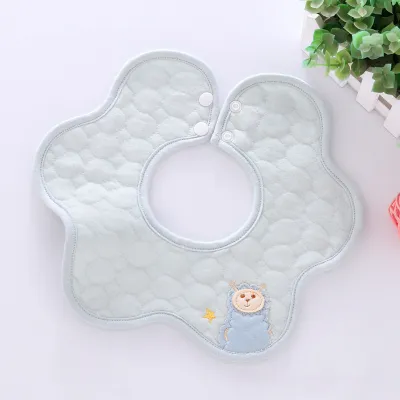Baby Simple Cartoon Pattern Petal Bib - Pure Cotton Unisex Kids Accessories