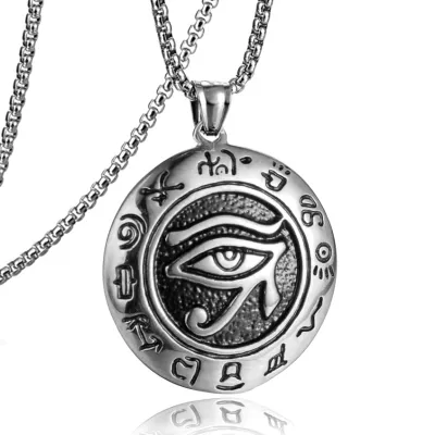 Men Punk Eye Pendant Design Alloy Stainless Steel Chain Necklace