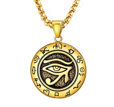 Men Punk Eye Pendant Design Alloy Stainless Steel Chain Necklace