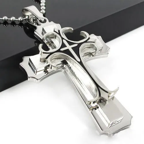 Easter Geometric Multilayer Cross Pendant Alloy Necklace