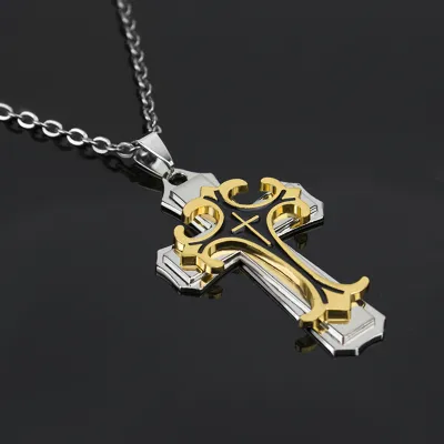 Easter Geometric Multilayer Cross Pendant Alloy Necklace