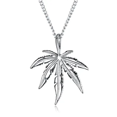 Vintage Geometric Maple Leaf Pendant Titanium Steel Necklace