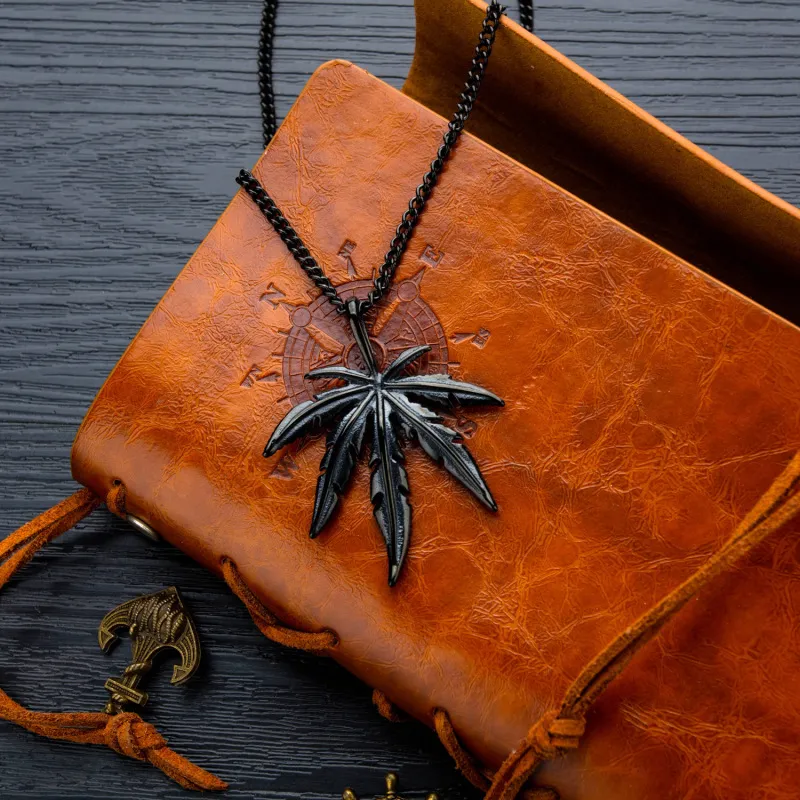 Vintage Geometric Maple Leaf Pendant Titanium Steel Necklace