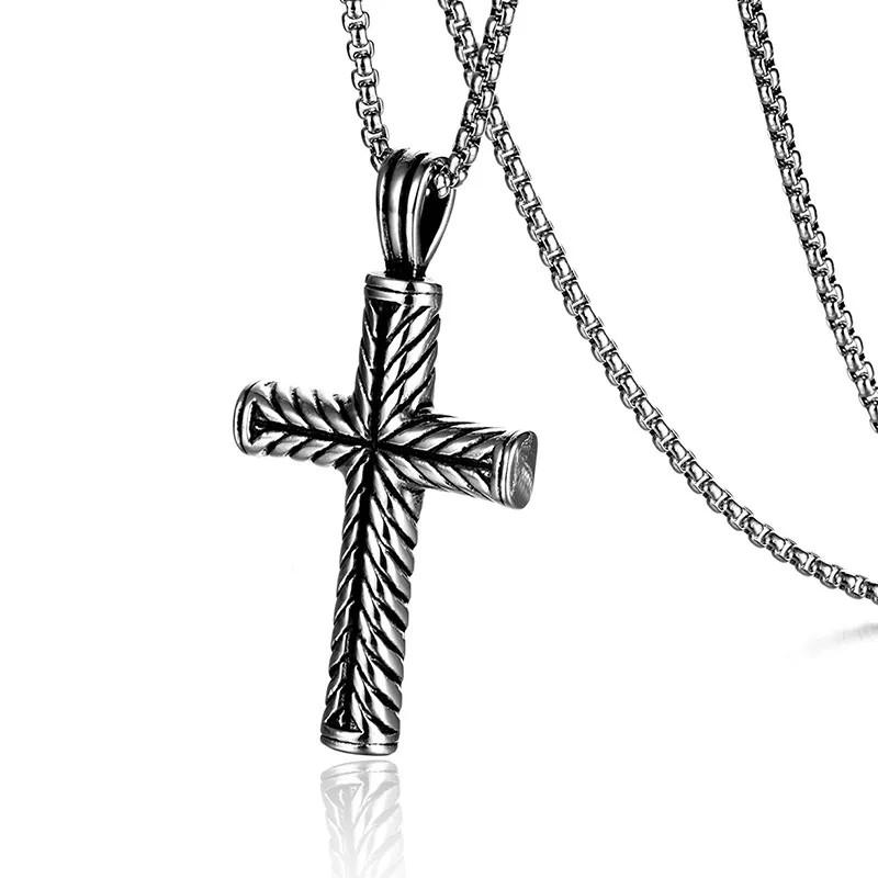 Easter Men Punk Cross Pendant Twist Design Alloy Necklace