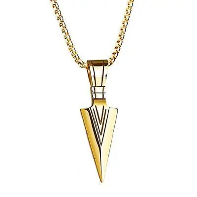 Men Simple Arrow Pendant Design Alloy Necklace Snake Chain Stainless Steel