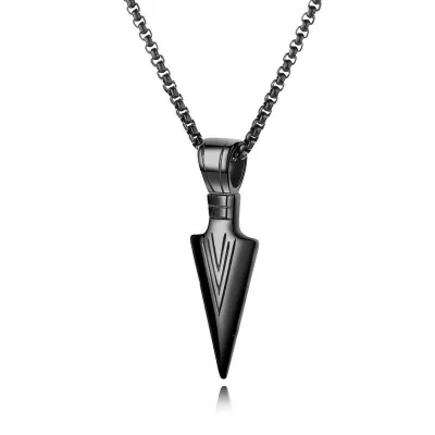 Men Simple Arrow Pendant Design Alloy Necklace Snake Chain Stainless Steel