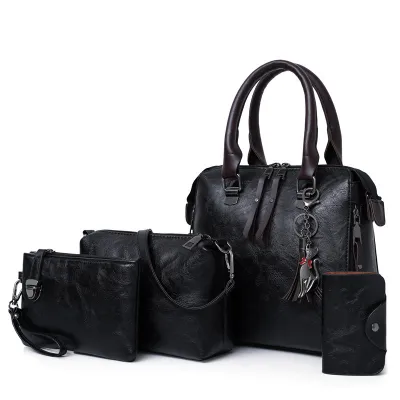 Women Vintage Solid Color Large Capacity Shoulder Handle Bag Bags HandBags