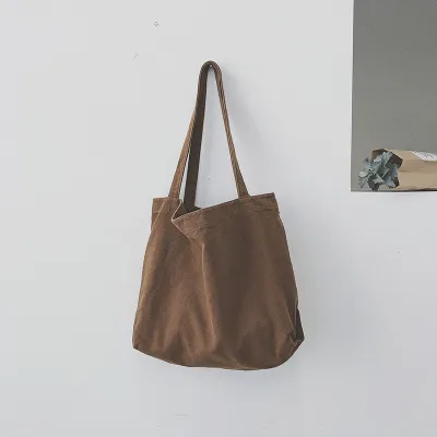 Korean Shopping Bag Women Casual Solid Color Large Capacity Shoulder Handle Tote Bag
