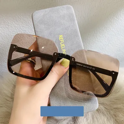 Unisex Chic Half Frame Square Sunglasses PC