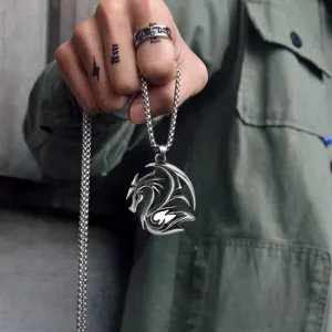 Creative Dragon Pendant Hollow Design Stainless Steel Necklace