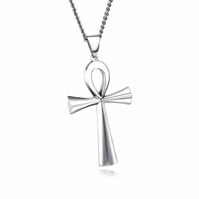 Creative Vintage Ancient Egyptian Cross Shape Stainless Steel Unisex Necklace