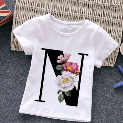 Kids Casual Round Neck Short Sleeve Letters Flower T-shirt for Baby Boys 0-3T