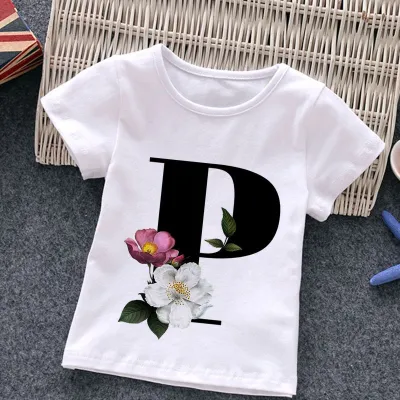 Kids Casual Round Neck Short Sleeve Letters Flower T-shirt for Baby Boys 0-3T