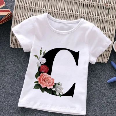 Kids Casual Round Neck Short Sleeve Letters Flower T-shirt for Baby Boys 0-3T