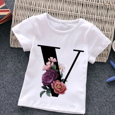 Kids Casual Round Neck Short Sleeve Letters Flower T-shirt for Baby Boys 0-3T
