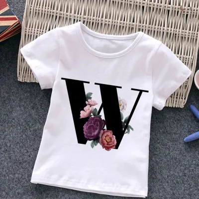 Kids Casual Round Neck Short Sleeve Letters Flower T-shirt for Baby Boys 0-3T