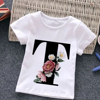 Kids Casual Round Neck Short Sleeve Letters Flower T-shirt for Baby Boys 0-3T
