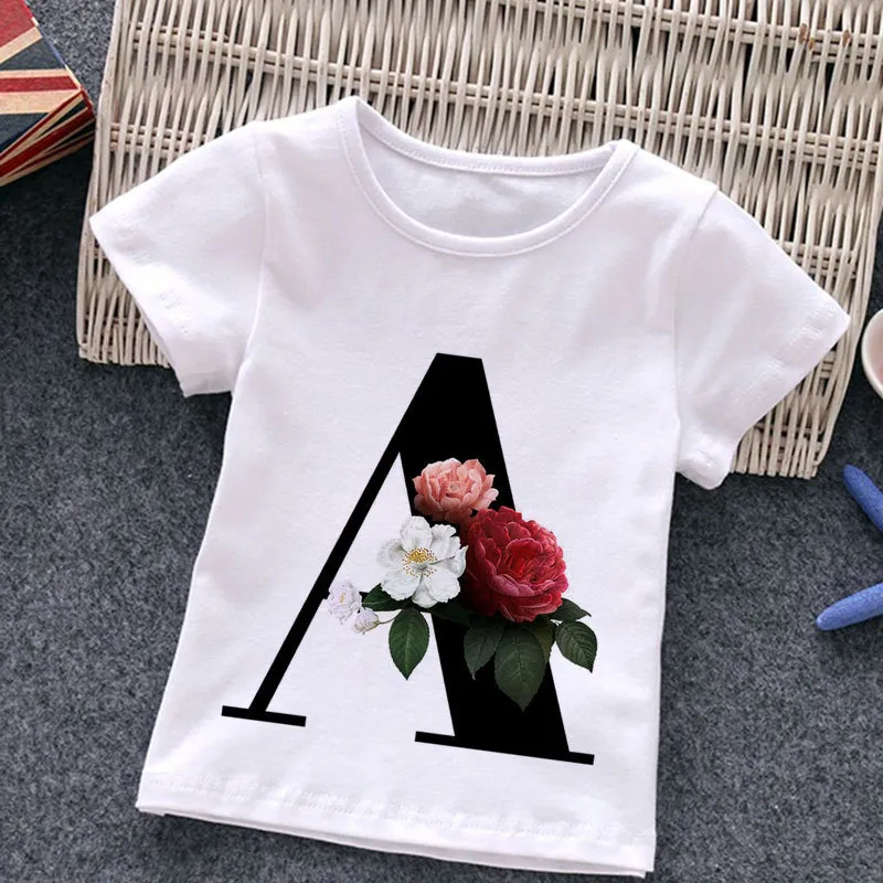 Kids Casual Round Neck Short Sleeve Letters Flower T-shirt for Baby Boys 0-3T