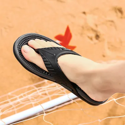 Summer Men Beach Sandals Non-Slip Outdoor Flip-Flops Color Blocking Slippers