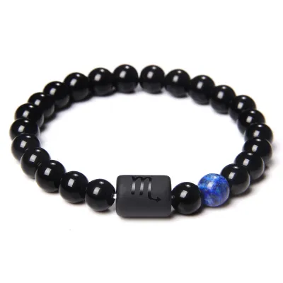 Ethnic Beaded Design Zodiac Elastic Agate Rosary Bracelet