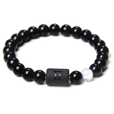 Ethnic Beaded Design Zodiac Elastic Agate Rosary Bracelet