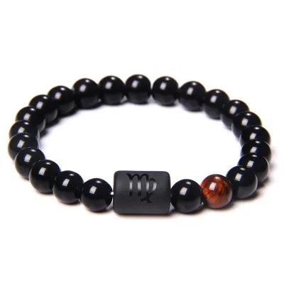 Ethnic Beaded Design Zodiac Elastic Agate Rosary Bracelet