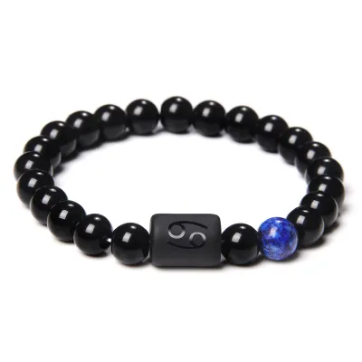 Ethnic Beaded Design Zodiac Elastic Agate Rosary Bracelet