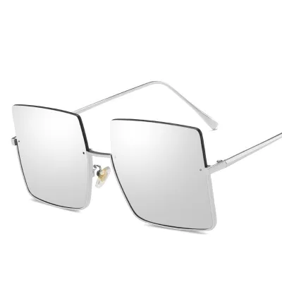 Unisex Retro Metal Half Frame Square Sunglasses