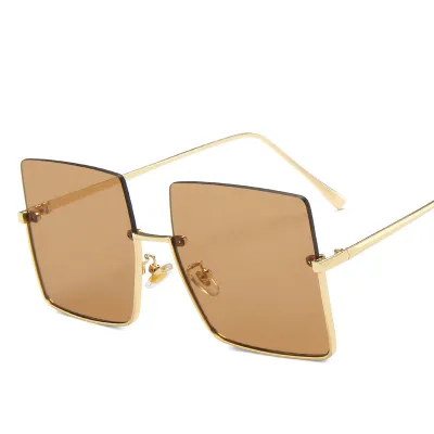Unisex Retro Metal Half Frame Square Sunglasses