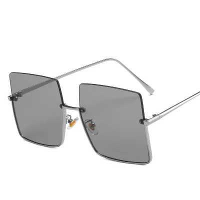 Unisex Retro Metal Half Frame Square Sunglasses