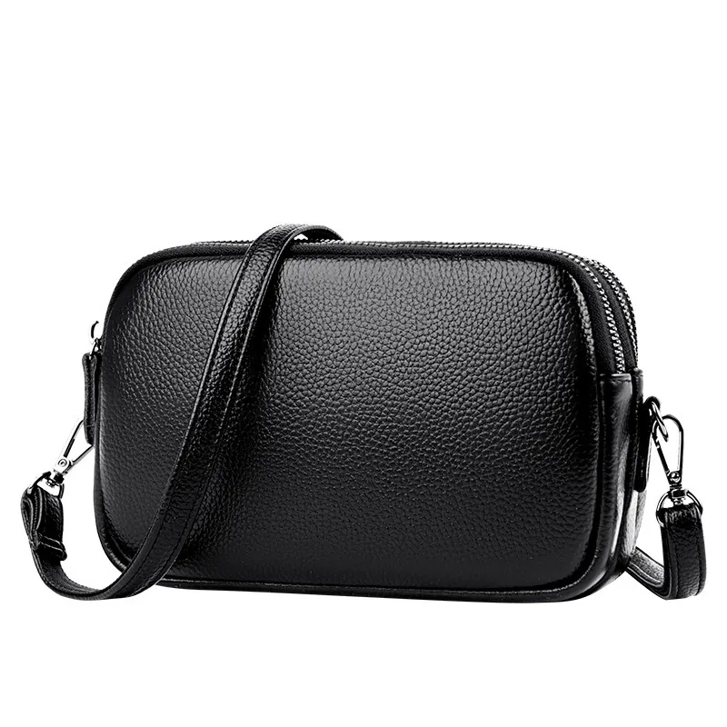 Genuine Leather Soft Women Vintage Crocodile Pattern Solid Color Crossbody Bag