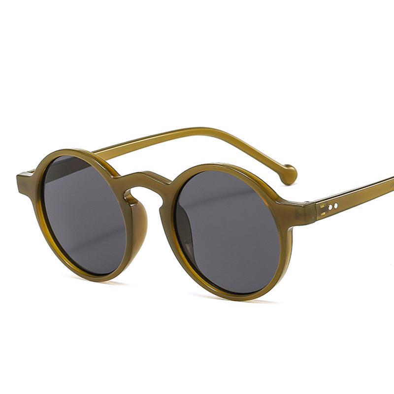 Wholesale Women Retro Solid Color Round Frame Sunglasses
