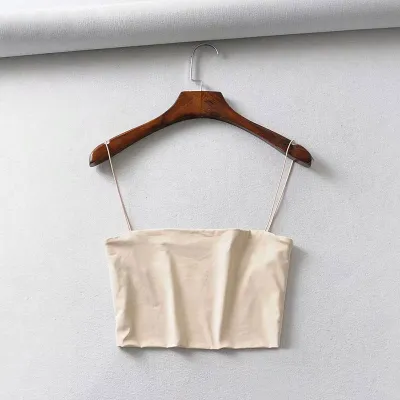 Women Basic Sleeveless Solid Color Crop Camisole