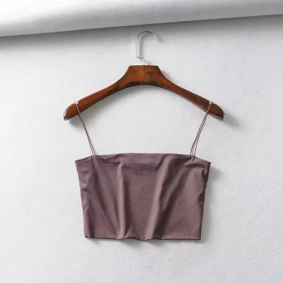 Women Basic Sleeveless Solid Color Crop Camisole