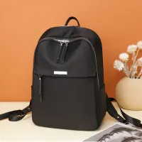 Women Simple Solid Color Large Capacity Nylon Backpack