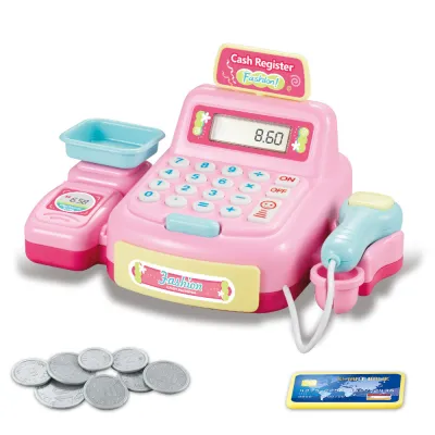Kids Play House Cash Register Toy with Money and Scanner - Simulation Pretend Play Set